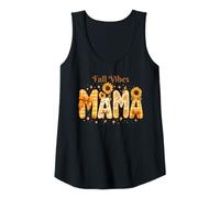 Womens Fall Vibes Mama - Sunflower & Bow Autumn Graphic Tank Top