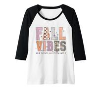 Womens Fall Vibes Shirt Pumpkin Spice Autumn Outfit Thanksgiving Raglan Baseball Tee