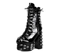 Women's Fall/Winter Goth Fashion Platform Ankle Booties - 6 Inch Heel Boots for Night Out, Party, Dark Academia Outfits,Black,11 UK