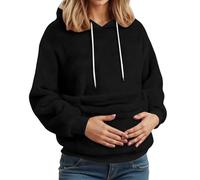 Women's Fall Winter Hoodie with Large Pet Pocket, Thick Fleece Long Sleeve Sweatshirt Cozy Hoodies for Relaxed City Days and Casual Outings Black
