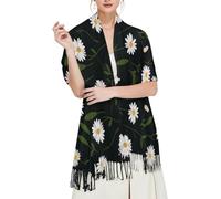 Womens Fall Winter Scarf Daisy Flower Tassel Soft Warm Blanket Scarves Womens Shawl Wraps