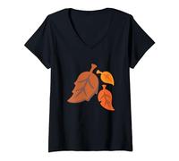 Womens Fallen Leaves Autumn Leaves Costume V-Neck T-Shirt