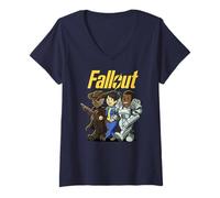 Womens Fallout Character Cartoon Portraits TV Show V-Neck T-Shirt