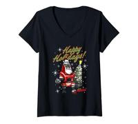 Womens Fallout Happy Holidays from Santatron Christmas Video Game V-Neck T-Shirt