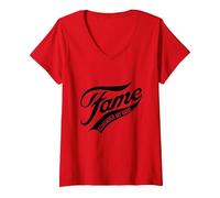 Women's Fame - Remember My Name Famous T-Shirt V-Neck T-Shirt, Red, X-Large
