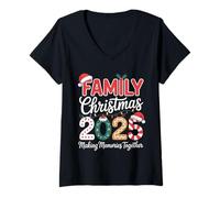 Womens Family Christmas 2025 Making Memories Together for Fun V-Neck T-Shirt