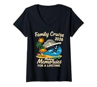 Womens Family Cruise 2026 Vacation Family Reunion Cruise Ship Party V-Neck T-Shirt