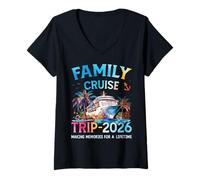 Womens Family Cruise Trip 2026 It’s a Funny Matching Vacation Ship V-Neck T-Shirt