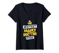 Women's Family Doctor Job Occupation, Funny Sarcastic Quote V-Neck T-Shirt
