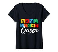 Womens Family Game Night Queen This is How I Host Game Night Host V-Neck T-Shirt