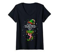 Women's Family Matching Men Women I'm The Twisted Elf Christmas V-Neck T-Shirt