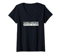 Women's Family Meeting Think's Mom Talks We Listen V-Neck T-Shirt