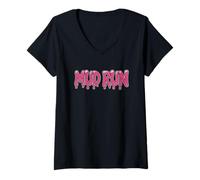 Women's Family MUD Run Fun Squad Muddy Sisters Mudder Trail V-Neck T-Shirt