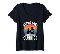 Womens Family Nurse Practitioners Sunrise Motivation Healthcare V-Neck T-Shirt