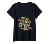 Womens Family Reunion 2025 Our Roots Run Deep Our Love Runs Deeper V-Neck T-Shirt