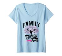 Womens Family Reunion Time Families Gathering Meeting V-Neck T-Shirt