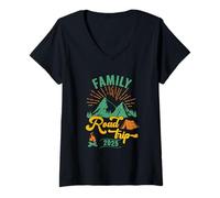 Womens Family Road Trip 2025 Camping Crew Vacation Holiday Trip V-Neck T-Shirt