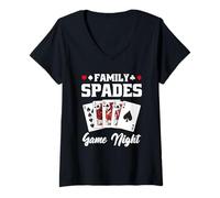 Womens Family Spades Game Night - Fun Tee Trick Taking Game V-Neck T-Shirt