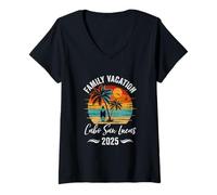 Womens Family Vacation 2025 Vintage Cabo San Lucas Summer Matching V-Neck T-Shirt