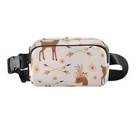 Womens Fanny Packs Cute Waterproof Everywhere Belt Bag Brown Elegant Deer Floral Cross Body Waist Purse, Brown Elegant Deer Floral, 8 x 5.3 x 2.3 inch, Funny Cute, Brown Elegant Deer Floral, 8 x 5.3 x