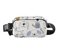 Womens Fanny Packs Cute Waterproof Hip Bag Belt Pouch Playful Dog Bone White Crossbody Waist Purse, Playful Dog Bone White, 8 x 5.3 x 2.3 inch, Funny Cute, Playful Dog Bone White, 8 x 5.3 x 2.3 inch