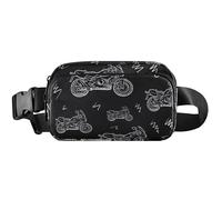 Womens Fanny Packs Cute Waterproof Hip Pack Belt Pouch Motorbike Sketch Black Crossbody Waist Purse, Motorbike Sketch Black, 8 x 5.3 x 2.3 inch, Funny Cute, Motorbike Sketch Black, 8 x 5.3 x 2.3 inch
