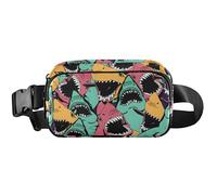 Womens Fanny Packs Cute Waterproof Hip Pouch Belt Bag Angry Colorful Shark Travel Waist Pack for Men, Angry Colorful Shark, 8 x 5.3 x 2.3 inch, Funny Cute, Angry Colorful Shark, 8 x 5.3 x 2.3 inch