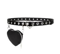 Women's Fanny Waist Bag Grommet PU Leather Belt Mini Belt Bag Purse Punk Fanny Pack Fashion Y2K Waist Pack Detachable, Black #1, XXS
