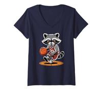 Womens Fantasy Basketball Raccoon Trash Panda Champ Trashy Talk V-Neck T-Shirt