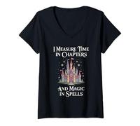 Women's Fantasy Book Fun Tee Measure Time Chapters Magic in Spells V-Neck T-Shirt