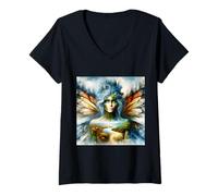 Womens Fantasy Double Exposition Forest V-Neck T-Shirt