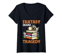 Womens Fantasy Drama Tragedy Book Reader Fiction Genre - V-Neck T-Shirt