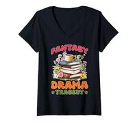 Womens Fantasy Drama Tragedy Book Reader Fiction Genre V-Neck T-Shirt