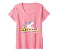 Womens Fantasy Football Last Place Funny Cute Unicorn V-Neck T-Shirt