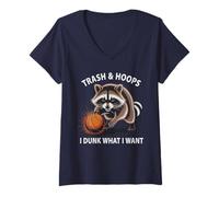 Womens Fantasy Raccoon Basketball Trash Hoops Do Dunk What I Want V-Neck T-Shirt