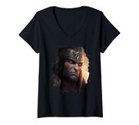 Women's Fantasy Warrior's Epic Battle Full of Magic V-Neck T-Shirt