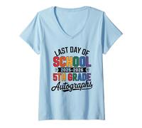 Women's Farewell 5th Grade Last Day 2026 Autographs Batch DIY Art V-Neck T-Shirt