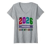 Women's Farewell Preschool School Last Day 2026 Batch Autograph V-Neck T-Shirt