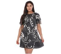 Women's Faridda Printed Puff Sleeve Printed Mini Dress - Black - Size: 8