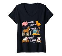 Womens Farm Animals With Sounds Oink Quack Neigh Baa Moo Lovers V-Neck T-Shirt