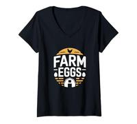 Women's Farm Eggs Fresh Eggs Daily Farm Living Chicken V-Neck T-Shirt