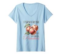 Womens Farm Fresh Georgia Peaches Hand Picked V-Neck T-Shirt