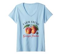 Womens Farm Fresh Georgia Peaches Hand Picked V-Neck T-Shirt