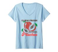 Womens Farm Fresh Georgia Peaches Juicy Delight V-Neck T-Shirt