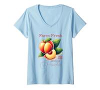 Womens Farm Fresh Hand Picked Georgia Peaches V-Neck T-Shirt