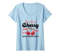 Womens Farm Fresh Juicy And Sweet Cherry Enthusiast V-Neck T-Shirt