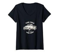Women's Farm Truck Rustic Work Style Design V-Neck T-Shirt