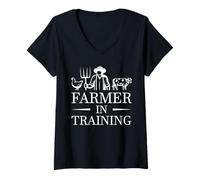 Women's Farmer in Training Farm Kid Future Ranch Helper Design Retro V-Neck T-Shirt