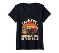 Womens Farmers Outstanding in Their Field Corn V-Neck T-Shirt