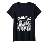 Womens Farmers Outstanding in Their Field Corn V-Neck T-Shirt